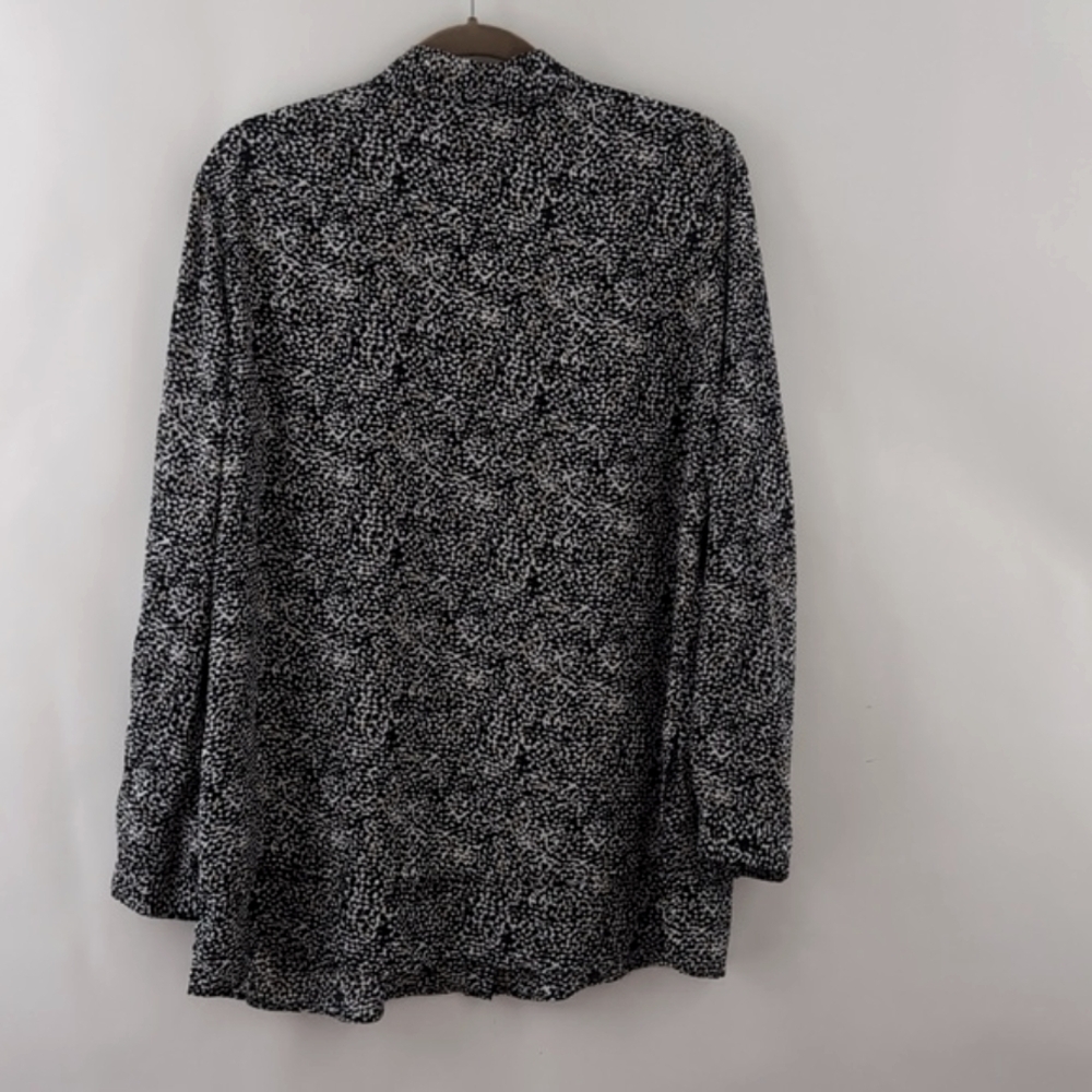 Chico's Size 2 Large 12 Black & White Oversized Button Down Shirt Long Sleeve - Picture 11 of 13